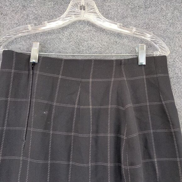Franco Mirabelli Wool Skirt Womens Size 12 Black Checked Pattern - Picture 7 of 13